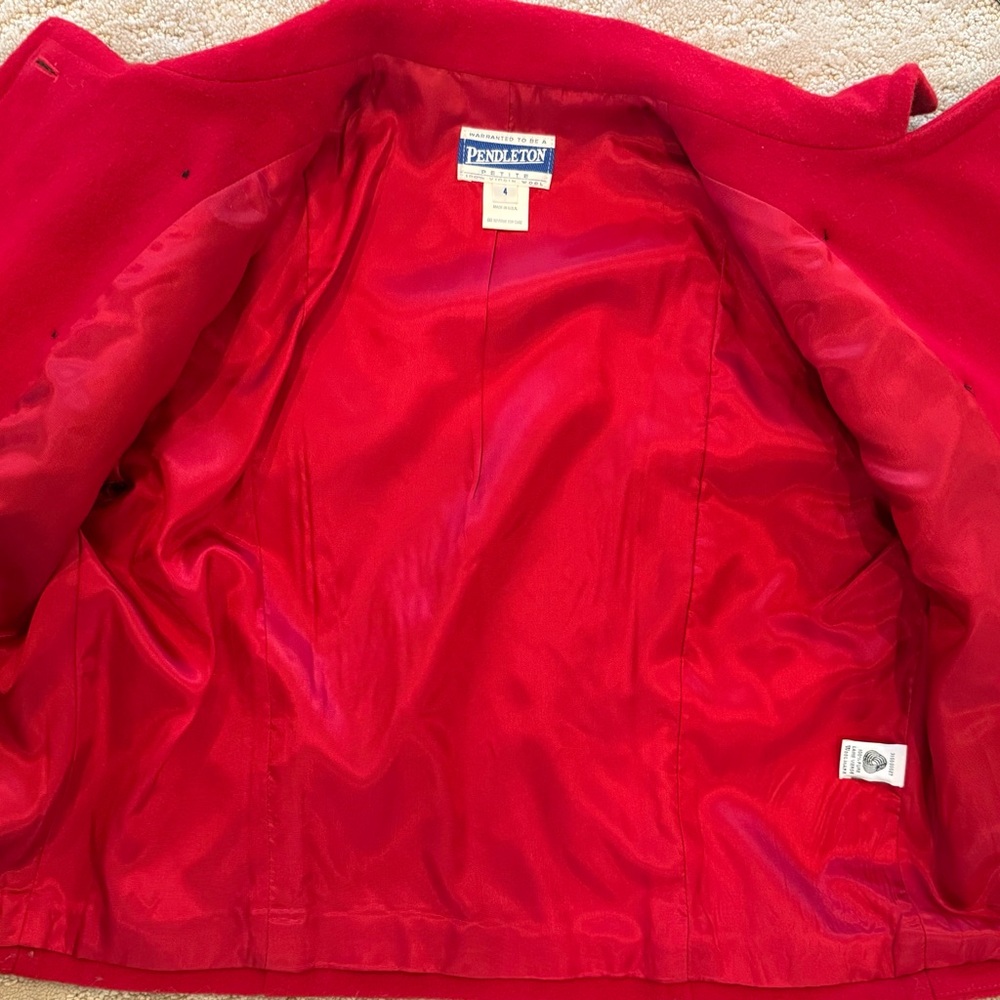 Pendleton Red Wool Cropped Jacket Petite 4 Double Breasted USA - Picture 6 of 11